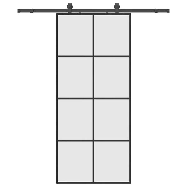 vidaXL Sliding Door with Hardware Set Black 90x205 cm ESG Glass