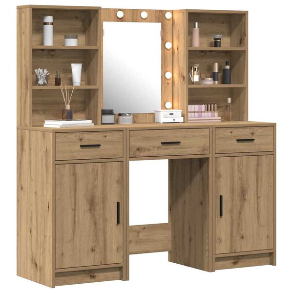 vidaXL Dressing Table Set with Shelf 3 pcs Artisan Oak Engineered Wood