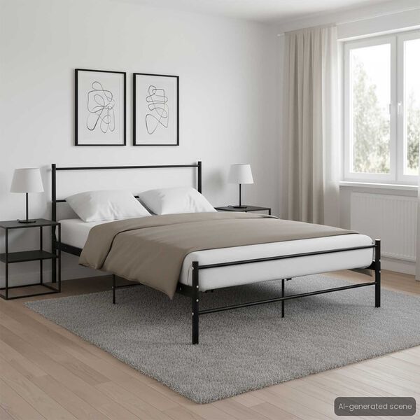vidaXL Bed Frame without Mattress Black Metal 120x200 cm