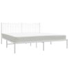 vidaXL Metal Bed Frame without Mattress with Headboard White 180x200cm