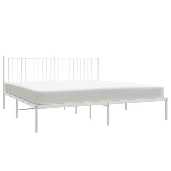 vidaXL Metal Bed Frame without Mattress with Headboard White 180x200cm