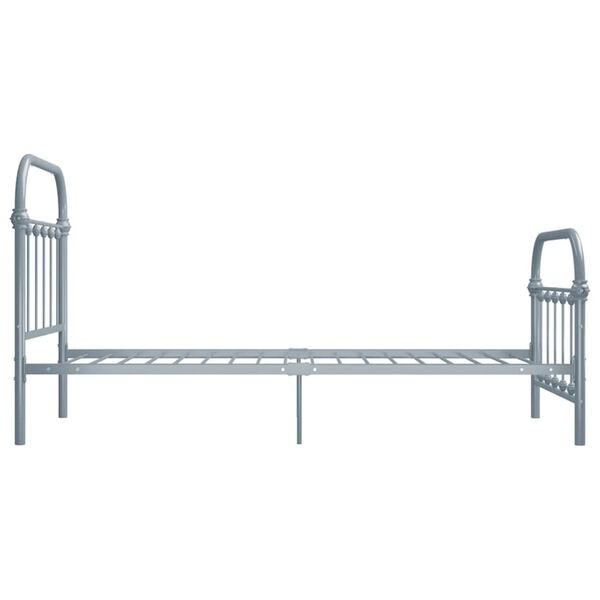 vidaXL Bed Frame without Mattress Grey Metal 100x200 cm