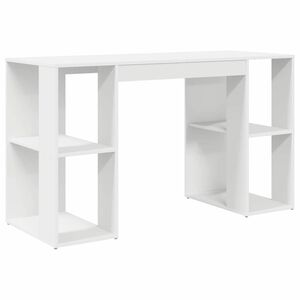 vidaXL Desk with Shelf White 130 x 50.5 x 75 cm Engineered Wood