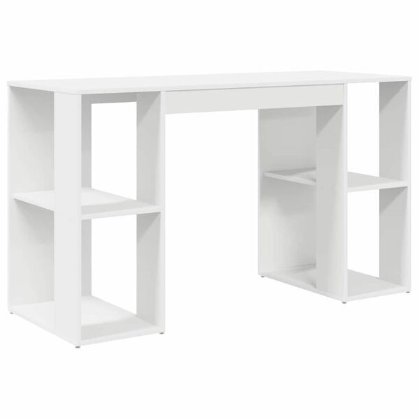 vidaXL Desk with Storage White 130 x 50.5 x 75 cm Engineered Wood