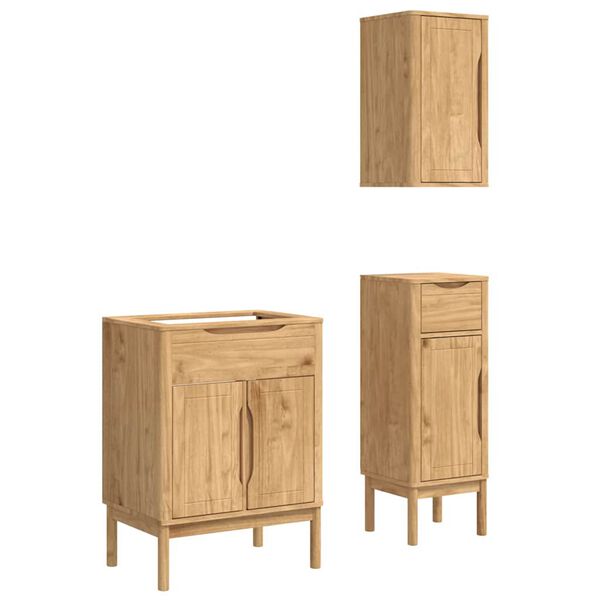vidaXL Bathroom Furniture Set 3 pcs Wax Brown Solid Pine Wood