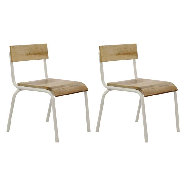 KidsDepot Chair Set Original Mango Wood White 2 pcs