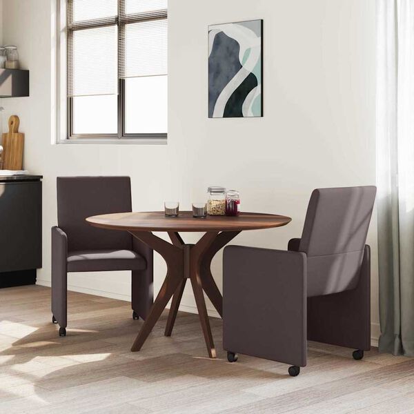 vidaXL Dining Chairs with Wheels 2 pcs Dark brown 57 x 66 x 94 cm