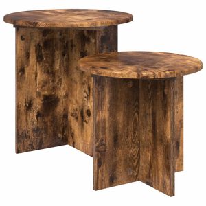 vidaXL Side Table Set 2 pcs Smoked Oak &Oslash; 45 x 45 cm Engineered Wood