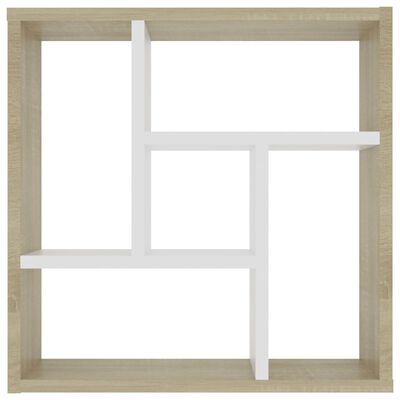 vidaXL Wall Shelf White and Sonoma Oak 45.1x16x45.1 cm Engineered Wood