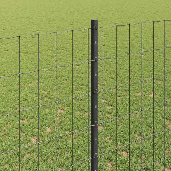vidaXL Fence with Post Grey 1.5 x 10 m Steel and PVC