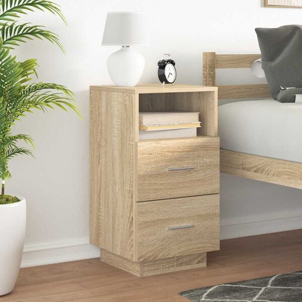 vidaXL Bedside Cabinet with 2 Drawers Sonoma Oak 36x36x68 cm