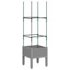 vidaXL Garden Planter with Trellis Light Grey 40x40x142.5 cm PP