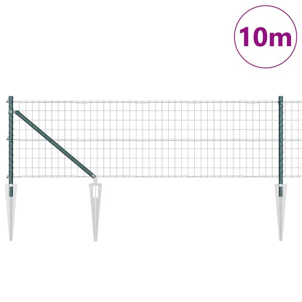 vidaXL Fence with Posts Green 0.4 x 10 m Steel