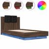 vidaXL Bed Frame with LED without Mattress Brown Oak 75x190 cm Small Single