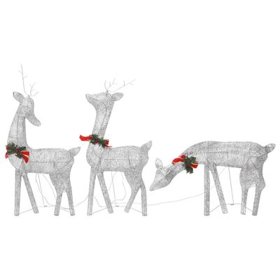 vidaXL Christmas Reindeer Family 270x7x90 cm Silver Cold White Mesh
