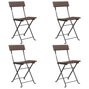 vidaXL Folding Bistro Chairs 4 pcs Brown Poly Rattan and Steel
