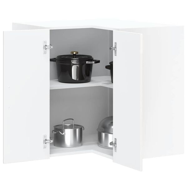 vidaXL Kitchen Wall Corner Cabinet Kalmar High Gloss White Engineered Wood