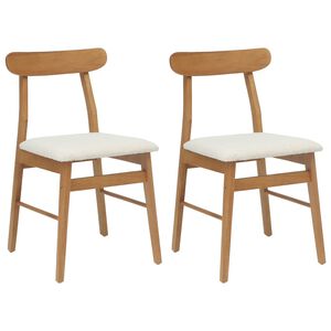 vidaXL Dining Chair 2 pcs Solid Rubber Wood Natural and Light