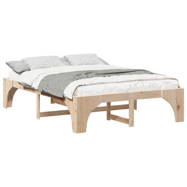 vidaXL Bed Frame Brown 150 x 200 cm Solid Pine Wood