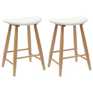 vidaXL Dining Chairs 2 pcs Natural 46 x 37 x 63 cm Solid Rubber Wood