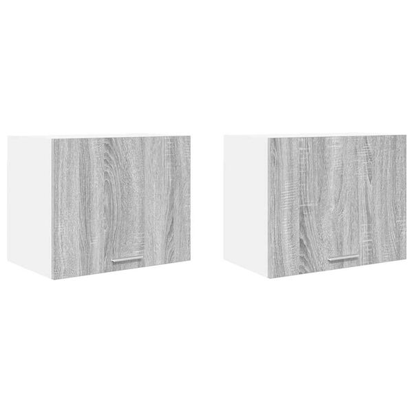 vidaXL Hanging Cabinet 2 pcs Grey Sonoma and White 50 x 31 x 40 cm