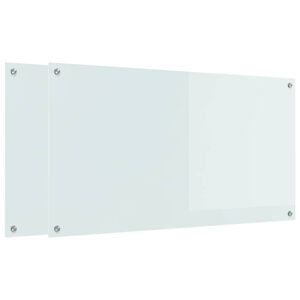 vidaXL Kitchen Backsplash 2 pcs White 110 x 60 cm Tempered Glass