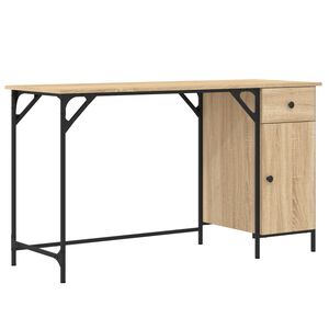 vidaXL Computer Desk Sonoma Oak 131x48x75 cm Engineered Wood