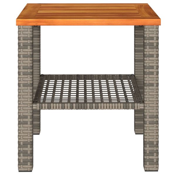 vidaXL Garden Table Grey 40x40x42 cm Poly Rattan Acacia Wood