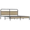 vidaXL Metal Bed Frame without Mattress Smoked Oak 193x203 cm