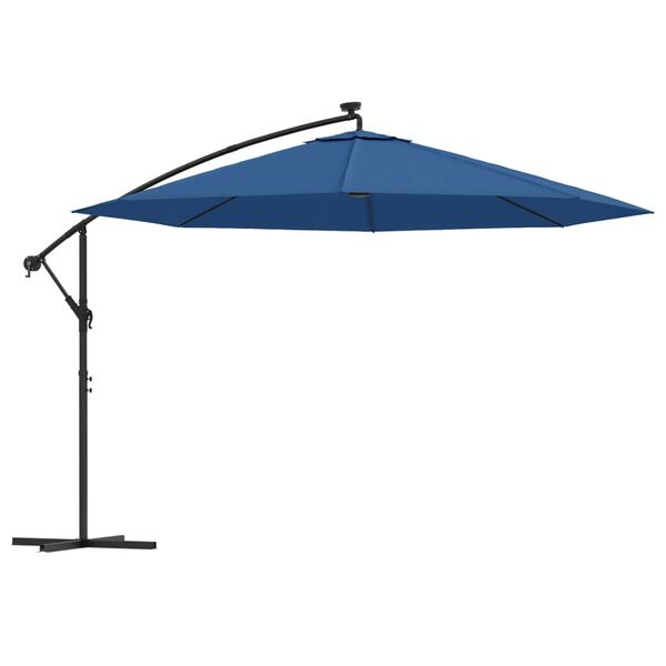vidaXL Cantilever Garden Parasol with LED Lights Azure Blue 350 cm