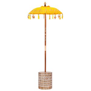 vidaXL Balinese Parasol with Base Yellow 95 x 95 x 260 cm