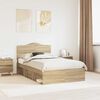 vidaXL Bed Frame Sonoma Oak 135 x 190 cm Solid Pine Wood