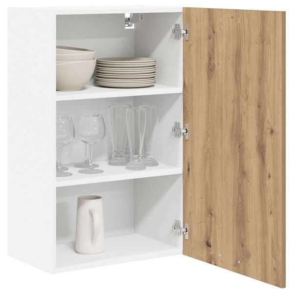 vidaXL Hanging Cabinet with Door Artisan Oak and White 50 x 31 x 80 cm