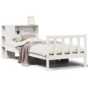 vidaXL Bookcase Bed without Mattress White 75x190 cm Small Single Solid Wood Pine
