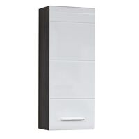 Trendteam Storage Wall Cabinet Line White and Smokey Silver