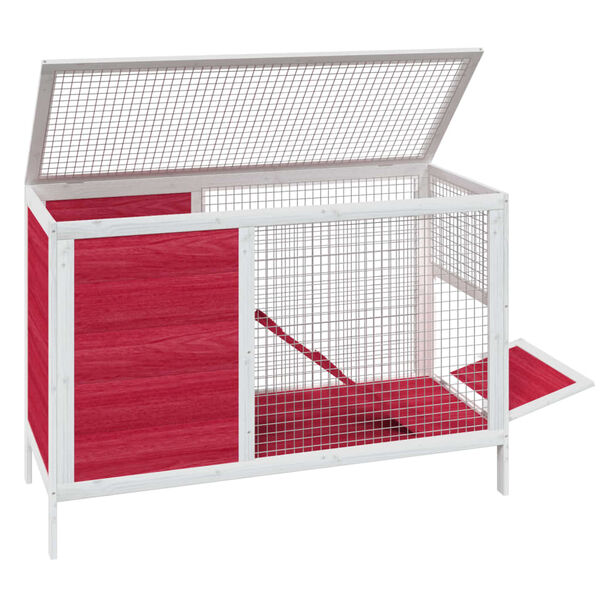 vidaXL Rabbit Hutch Red 103x44x69.5 cm Solid Wood Pine