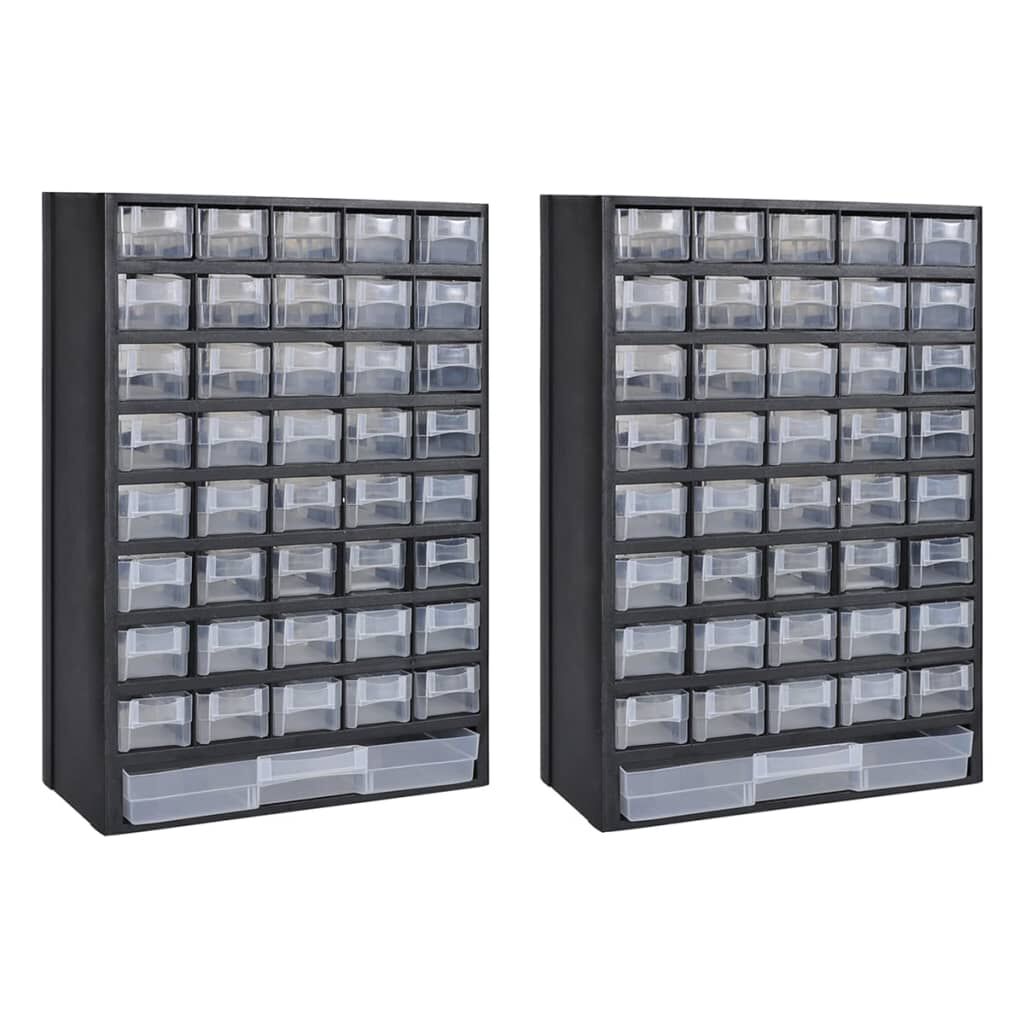 vidaXL 41 Drawer Storage Cabinet Tool Box 2 pcs Plastic vidaXL