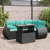vidaXL 5 Piece Garden Sofa Set with Cushions Black Poly Rattan Acacia