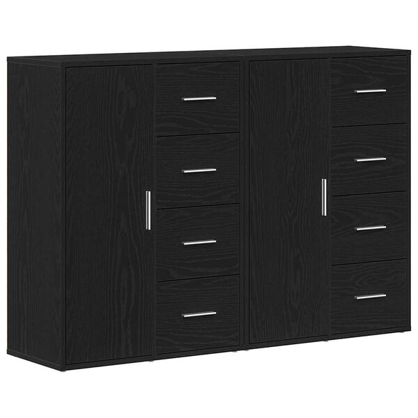 vidaXL Sideboard 2 pcs Black Oak 60 x 31 x 84 cm Engineered Wood