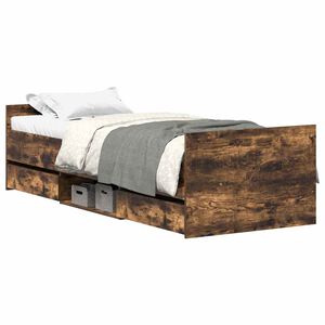 vidaXL Bed Frame without Mattress Smoked Oak 100x200 cm
