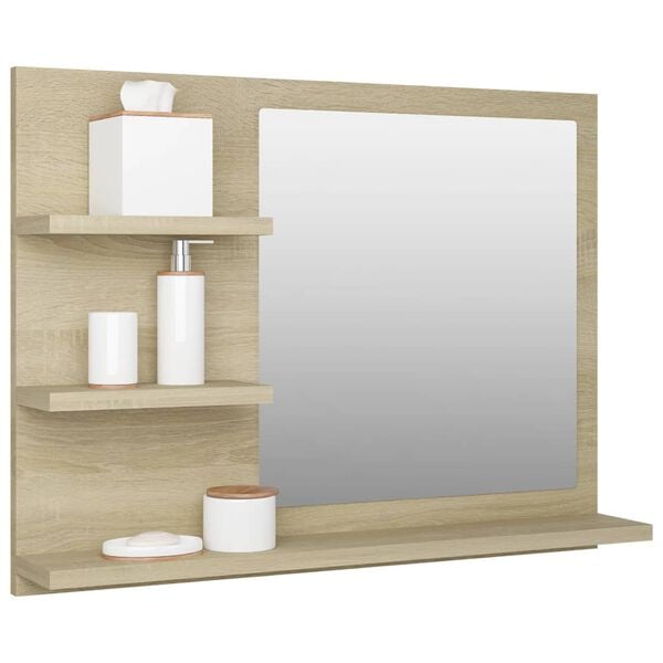 vidaXL Bathroom Mirror Sonoma Oak 60x10.5x45 cm Engineered Wood