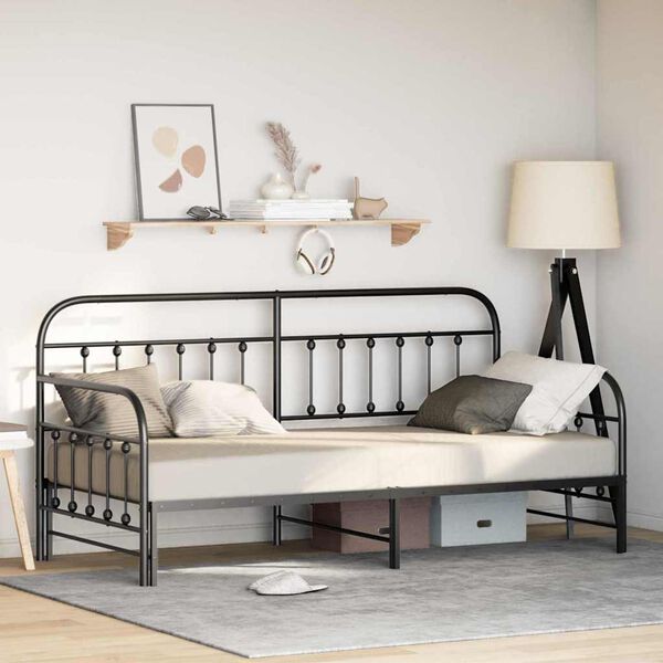 vidaXL Daybed Frame with Headboard Black 107 x 203 cm Steel