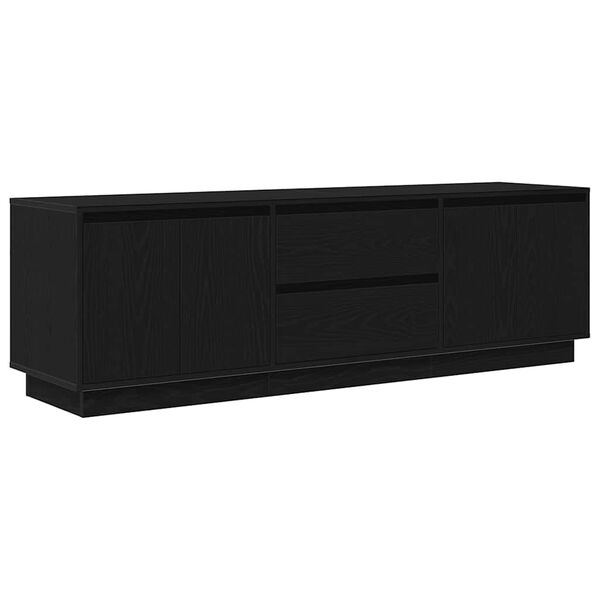 vidaXL TV Cabinet with LED Lights Black Oak 160.5x41x50 cm