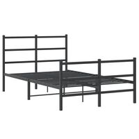 vidaXL Metal Bed Frame with Headboard and Footboard Black 120x190 cm Small Double
