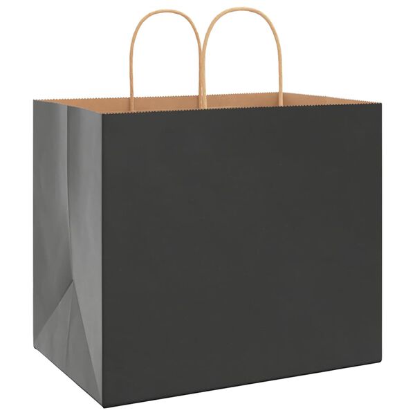 vidaXL Paper Bags 50 pcs with Handles Black 32x22x28 cm