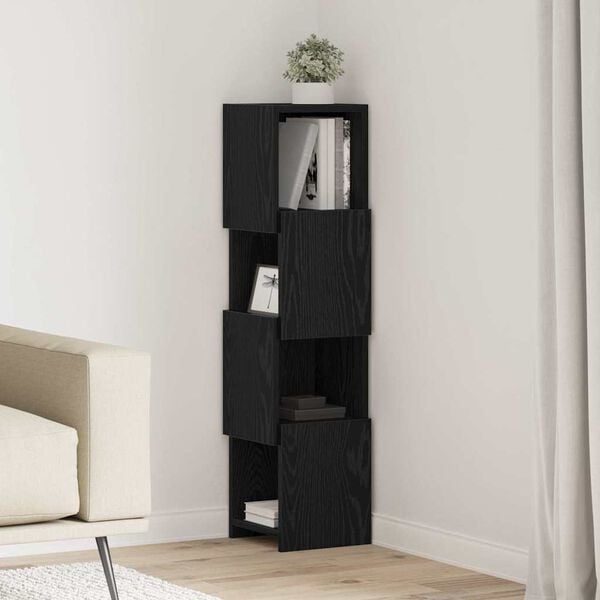 vidaXL Corner Cabinet Black Oak 25.5x25x102cm Engineered Wood