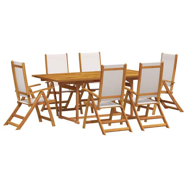 vidaXL 7 Piece Garden Dining Set Solid Wood Acacia and Textilene