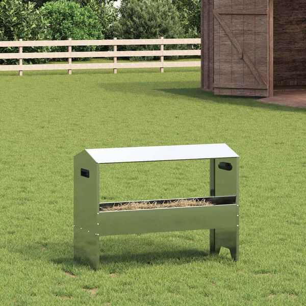 vidaXL Livestock Feeding Trough Silver 79 x 35 x 62 cm
