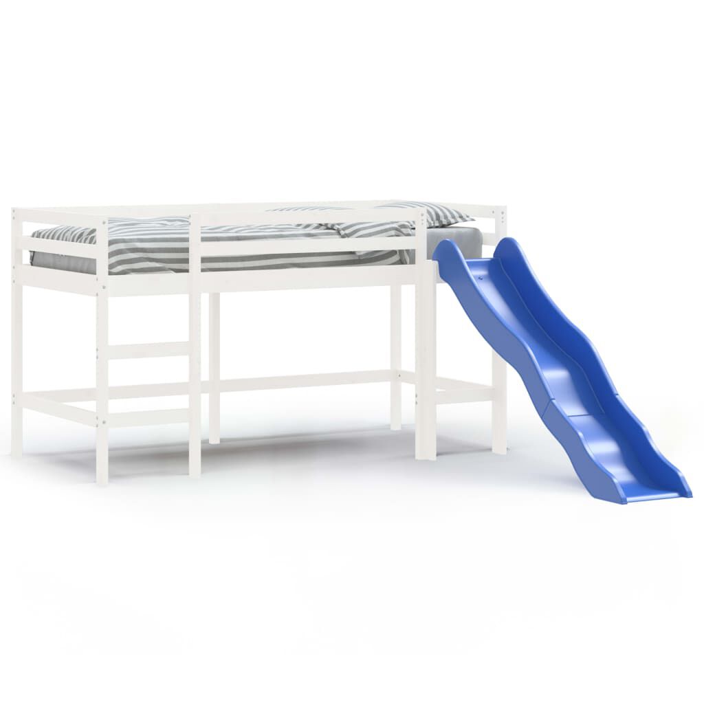 vidaXL Kids Loft Bed with Slide White 80x200 cm Solid Wood Pine