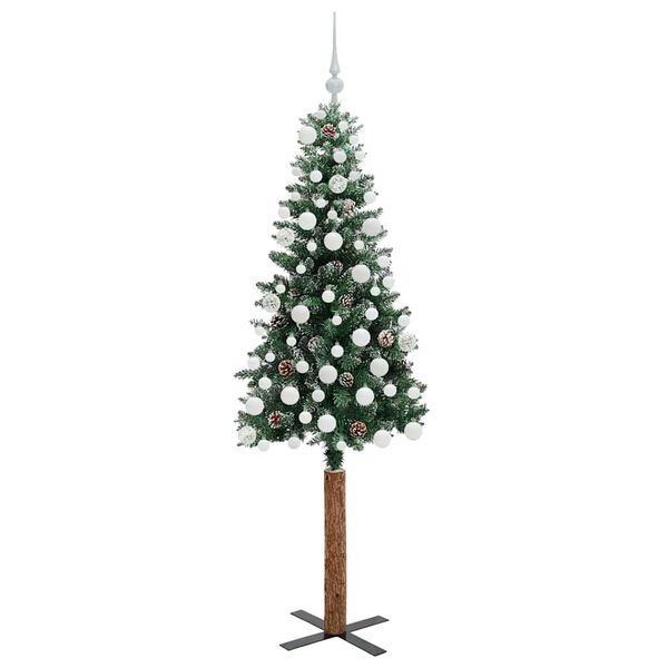 vidaXL Slim Christmas Tree Green 180 cm PVC and Solid Pine wood